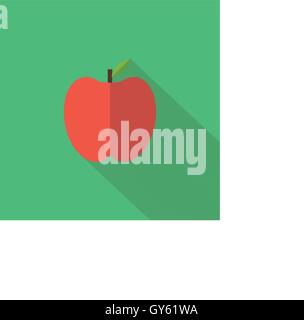 Apple icon , Flat design style, vector illustration. long shadow icon. Stock Vector