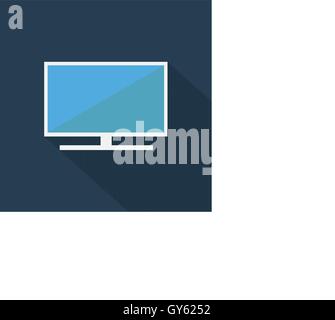 Monitor icon , Flat design style, vector illustration. long shadow icon. Stock Vector