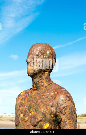 Detail of Another Place sculptures on Crosby Beach near Liverpool. Stock Photo