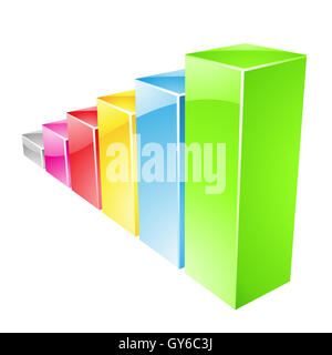 Illustration of Colorful Glossy Stat Bars isolated on a white background Stock Photo