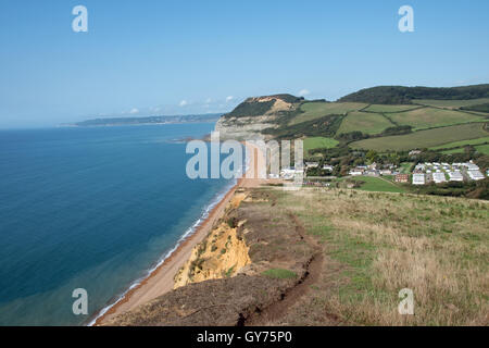 Spectacular Views from the South West Coast Path at Seatown, Dorset Stock Photo