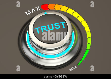 high level of trust concept, knob. 3D rendering Stock Photo