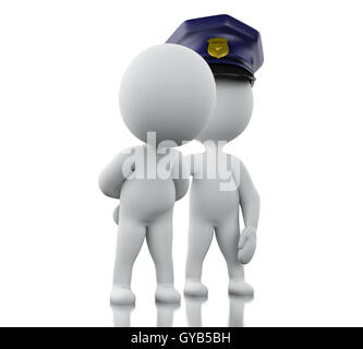 3d white people. Police arresting a thief. Isolated white background ...