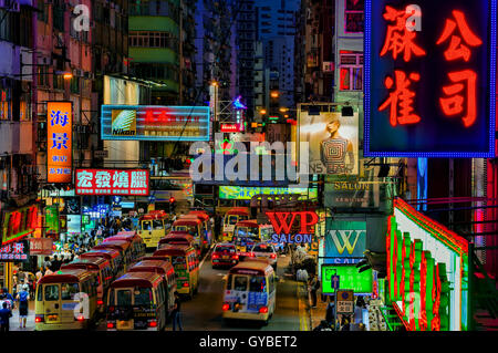 The famous Mongkok neon lights, Hong Kong, China. Stock Photo