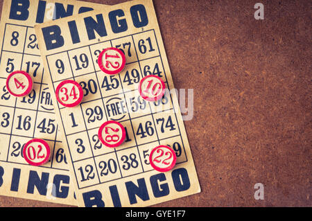 vintage bingo cards ans markers Stock Photo