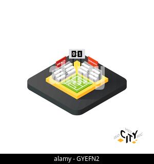 Isometric football field icon, building city infographic element, vector illustration Stock Vector