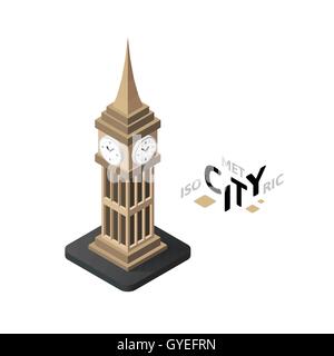 Clock tower icon. Isometric illustration of clock tower vector icon for ...