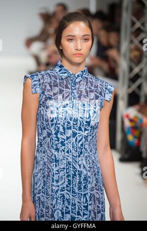 Models on the catwalk during the Apujan Spring/ Summer 2017 London Fashion Week show at Freemasons Hall, London. Stock Photo