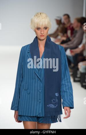 Models on the catwalk during the Apujan Spring/ Summer 2017 London Fashion Week show at Freemasons Hall, London. Stock Photo