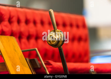 Old gear lever with bell of a vintage car Stock Photo