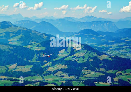 Summit panoramic view from Kitzbuhel peak,Tirol, Alps mountains Stock Photo