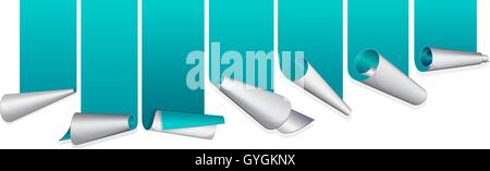 Turquoise ribbon with curled up edge. Stock Vector