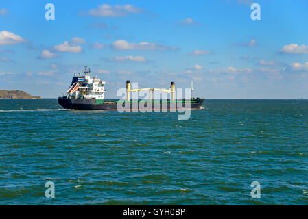 Cargo ship crosses the Strait of Kerch Stock Photo