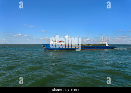 Railway ferry crosses the Strait of Kerch Stock Photo