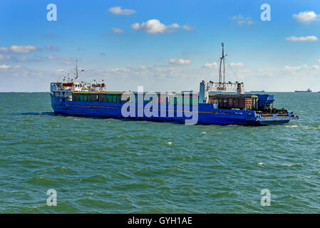 Railway ferry crosses the Strait of Kerch Stock Photo