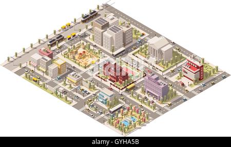 Vector isometric low poly city Stock Vector