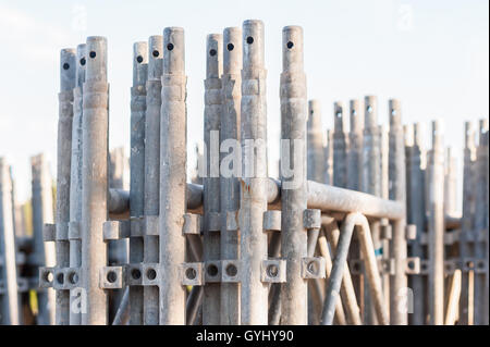 Close up of  stack of construction scaffolding elements Stock Photo