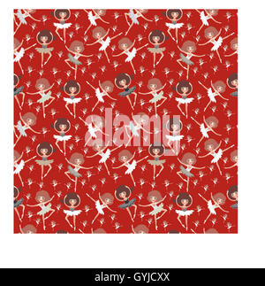 Seamless pattern on red.Dancing girls ballerinas in a seamless pattern on red background. Square illustration. Stock Photo