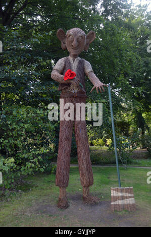 A Willow Sculpture of the BFG at RHS Garden Harlow Carr. Yorkshire, England, UK. Stock Photo