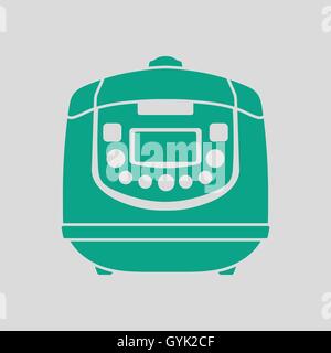 Kitchen multicooker machine icon. Gray background with green. Vector illustration. Stock Vector