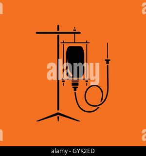 Drop counter icon. Orange background with black. Vector illustration. Stock Vector
