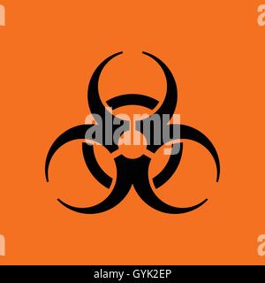 Icon of biohazard. Orange background with black. Vector illustration ...