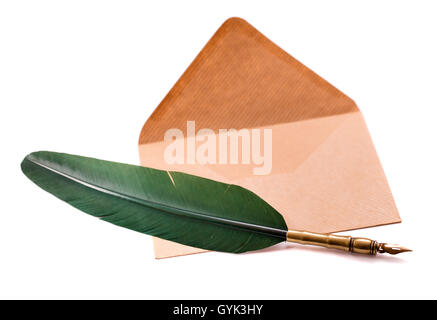 Pen and envelope isolated Stock Photo