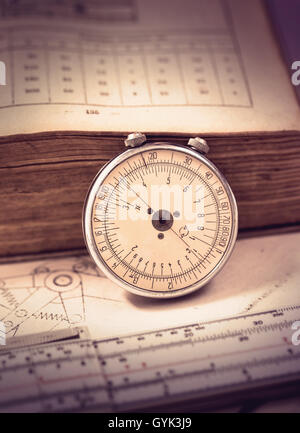 Rare mechanical slide-rule Stock Photo