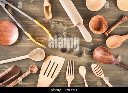 Set of kitchen utensils on the table Stock Photo