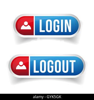Login Logout button set vector Stock Vector