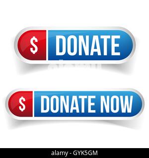 Donate and Donate now button Stock Vector