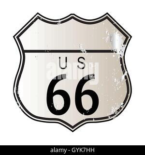 Blank Route 66 traffic sign over a white background and the legend ROUTE US 66 Stock Vector