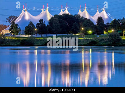 tent festival Ruhr nearby Kemnader reservoir in the evening, Germany, North Rhine-Westphalia, Ruhr Area, Bochum Stock Photo