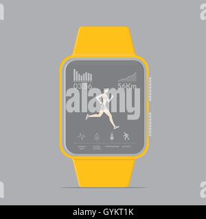 Smartwatch technology with sport fitness tracker applications Stock Vector