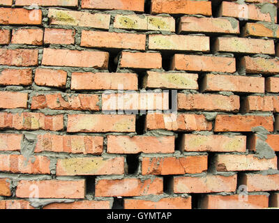 Rough brickwork with too large gaps Stock Photo