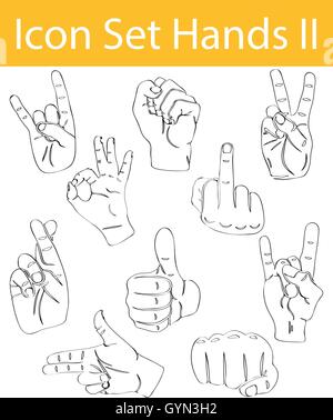 Drawn Doodle Lined Icon Set Hands II with 10 icons for the creative use in graphic design Stock Vector