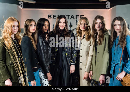 London, UK. 18th Sep, 2016. Liv Tyler poses with models as she and Belstaff launch the Spring Summer 17 collection during London Fashion Week at Victoria House on September 18, 2016 in London, England. Credit:  Mehul Derodra/Alamy Live News Stock Photo