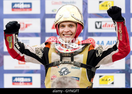 Pardubice, Czech Republic. 18th Sep, 2016. Russian rider Emil Sayfutdinov (pictured) won the Golden Helmet international speedway race, ahead of Polish Rune Holta and German Martin Smolinski, in Pardubice, Czech Republic, September 18, 2016. Credit:  David Tanecek/CTK Photo/Alamy Live News Stock Photo