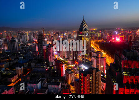 Urumqi, China's Xinjiang Uygur Autonomous Region. 18th Sep, 2016. A city night view is seen in Urumqi, capital of northwest China's Xinjiang Uygur Autonomous Region, Sept. 18, 2016. The 5th China-Eurasia Expo will kick off in Urumqi on Sept. 20. © Jiang Wenyao/Xinhua/Alamy Live News Stock Photo