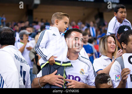 BARCELONA - SEP 18: Real Madrid fans at the La Liga match between RCD Espanyol and Real Madrid CF at RCDE Stadium on September 18, 2016 in Barcelona, Spain. Credit:  Christian Bertrand/Alamy Live News Stock Photo