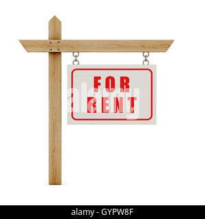 For rent sign , This is a 3d computer generated image. Isolated on white. Stock Photo