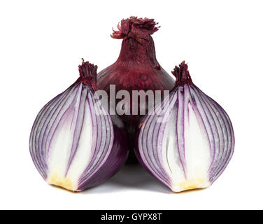 Red onions isolated on white background with clipping path Stock Photo