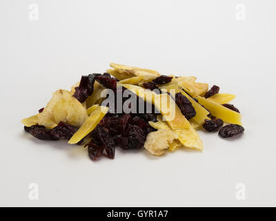 Dried Fruit of Cranberry Mango and Banana on white background Stock Photo