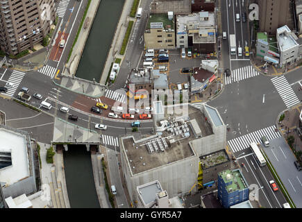 Aerial view of urban Tokyo. Stock Photo