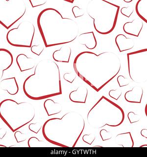 Seamless pattern with white hearts on red Stock Vector