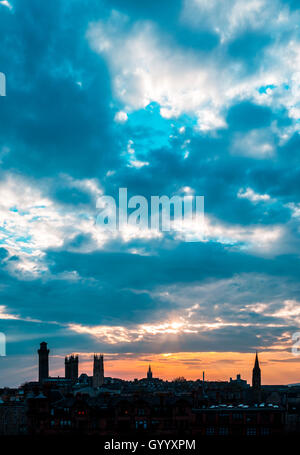 Skyline at night, seen from the Hill Street, Glasgow, Scotland, United Kingdom Stock Photo