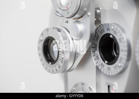 Phoropter, ophthalmic testing device machine Stock Photo