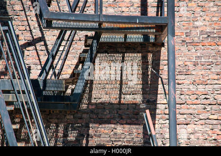 Old fire escape stairs in the factory Stock Photo