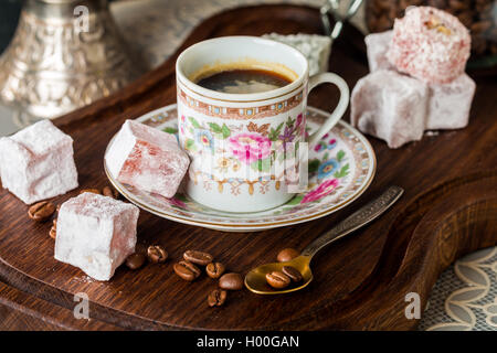 Turkish coffee with delight Stock Photo