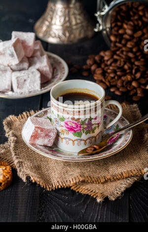 Turkish coffee with delight Stock Photo